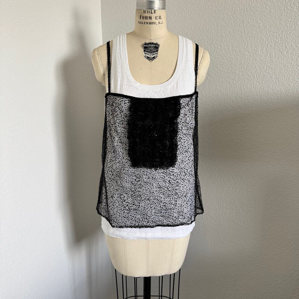 DSquared2 | NWOT Glitter, Velvet Dot & Ruffle Tank Top Size 44 Italian (Large)